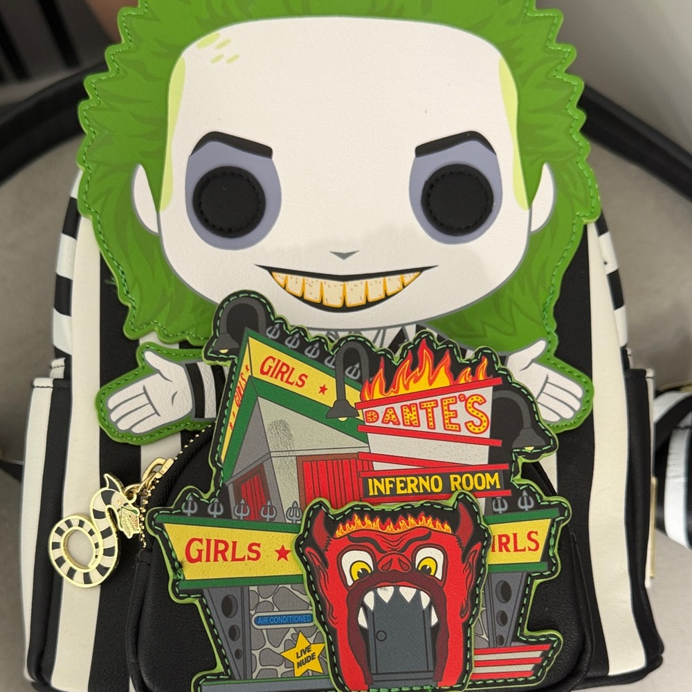 The Joker Cartoon Backpack with Neon Green Hair and Graphic Front Pocket